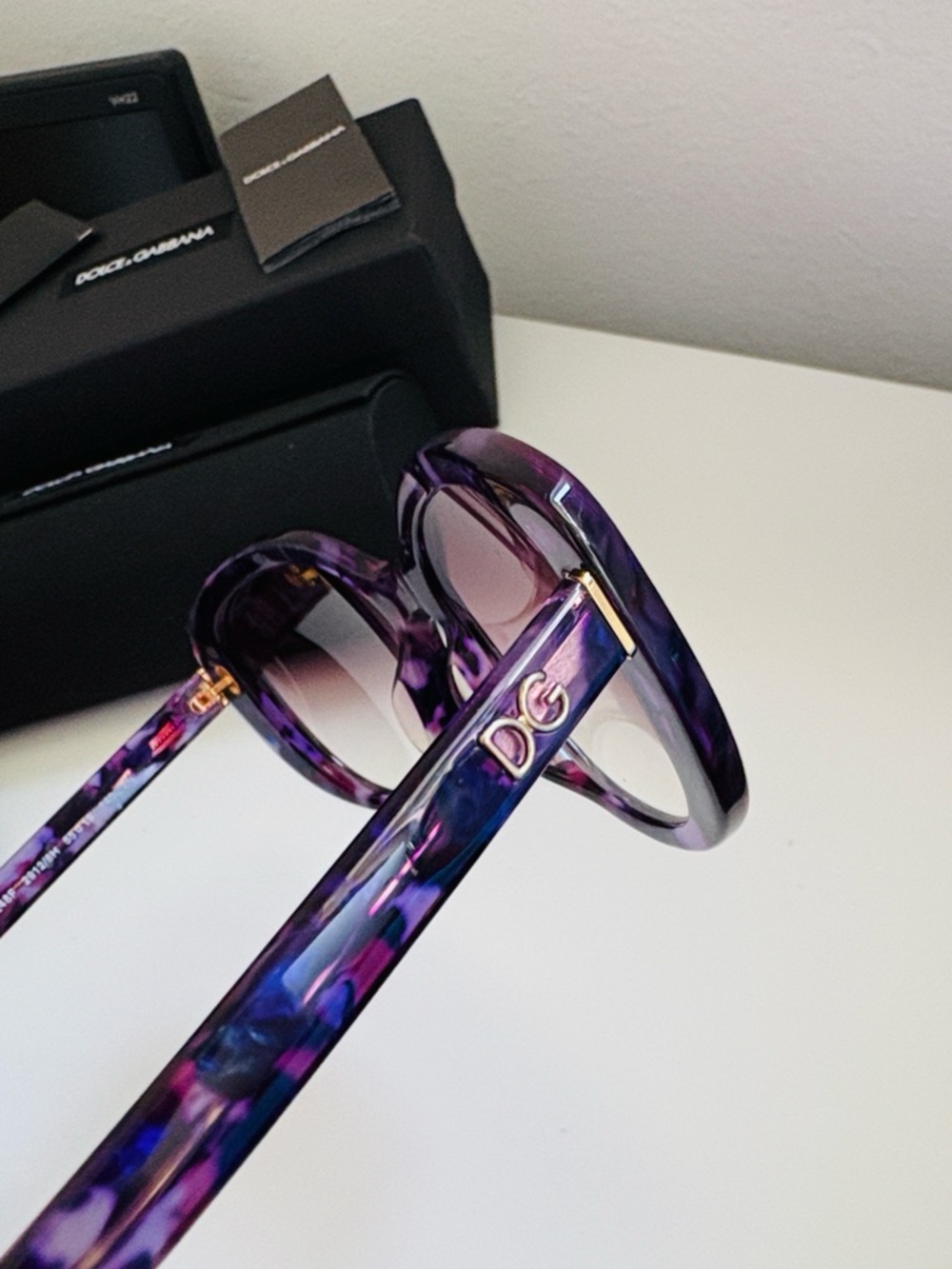 EUC [Dolce & Gabbana] Purple Tortoiseshell Gradient Lens Women's Sunglasses - Picture 10 of 13